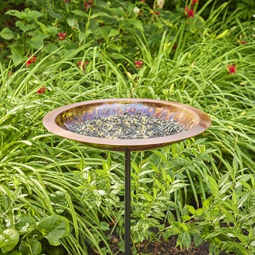 Good Directions Fired Copper Bird Bath on Garden Pole 18" - style: Fired