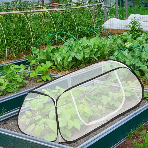 45" x 22" x 16" Pop Up Garden Rows Plants Cover, Raised Garden Beds Vegetable Rows Plant Protector, Insect Bird Barrier Plant Net Cage with Stakes for Protecting Seedlings Fruits Vegetable Row - color: 1 Pc