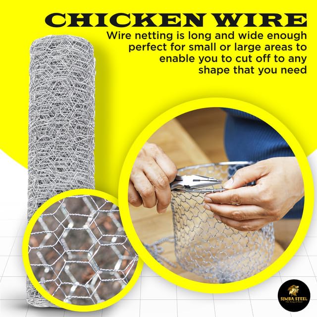 Chicken Wire 24 in x 150 FT x 2” Mesh x 20GA | Poultry Wire Netting | Hot Dipped Galvanised | Hexagonal Galvanized Mesh for Chicken Coop, Rabbit Cage, Fence Barrier PM24x150x2 - style: 24 in x 150 FT x 2 in