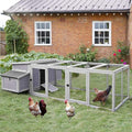 GUTINNEEN 103 in Large Chicken Coop and Run, Outdoor Wooden Chicken House for 4-6 Chickens, Hen House Poultry Cage with Nest Box, Grey - size: 103"L x 39"W x 26.8"H