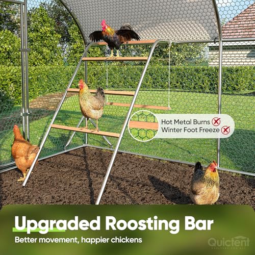Quictent Essential Series 12x9ft Metal Chicken Coop Run w/Climbing Ladder | Walk-in Outdoor Poultry Cage with PVC Coated Chicken Wire, Hen Duck Rabbit Farm House, Waterproof Anti-UV Cover - size: 12x9ft