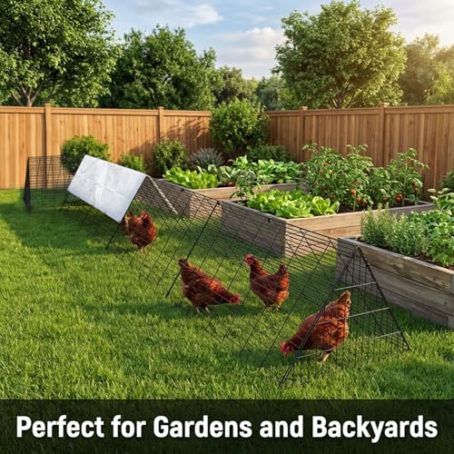 Heavy Duty Chicken Run Tunnel for Yard & Outdoor, Foldable Metal Poultry Run with Waterproof Cover, Easy to Setup Portable Coop for Chickens, Ducks, Rabbits & Geese