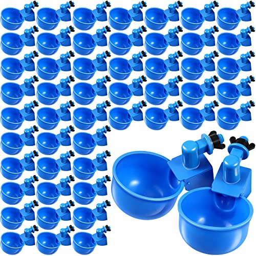 Tanlade 50 Pcs Automatic Chicken Waterer Cups Chicken Feeder for PVC Pipe Waterer Kit for Poultry Duck Goose Turkey Bunny (Blue,Classic) - color: Blue