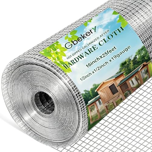 Gbekery Hardware Cloth 1/2 inch 16in x 25ft 19 Gauge, Hot-dip Galvanized After Welding Chicken Wire Mesh Roll Garden Plant Welded Metal Wire Fencing Roll, Rabbit Cages Snake Fence - color: Silver, size: 1/2 inch 16in x 25ft