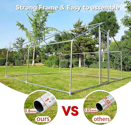 HITTITE Large Metal Chicken Coop with Run, 12.8 x 9.84 x 6.56 ft Walk in Poultry Cage Chicken Run Pen, Outdoor Chicken Runs for Yard with Waterproof & Anti-UV Cover - size: 153.6"L x 118.0"W x 79.2"H