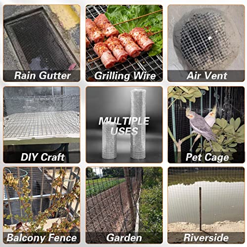 Hardware Cloth 8'' x 20' 1/4 in Galvanized Wire Mesh Roll (23 GA) Chicken Wire Fence Roll for Chicken Pen/coop Fences, Screen mesh, Rabbit/Snake Fences, Poultry enclosures, Handicraft Making, etc. - size: 8In x 20Ft