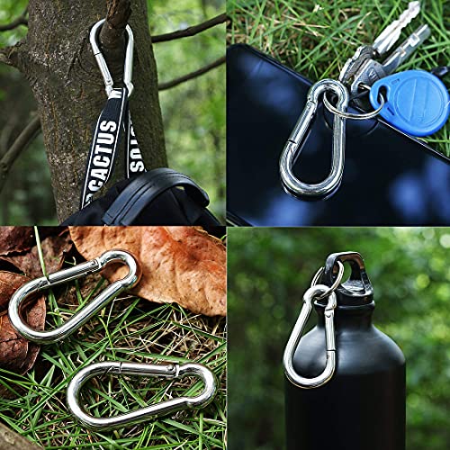 3.15 Inches 4 Inches Stainless Steel Carabiner for Gym Equipment Connection, EFFIET Heavy Duty Spring Snap Hook Clips Buckle for Gym Exercise, Punching Bags, Hiking, Camping