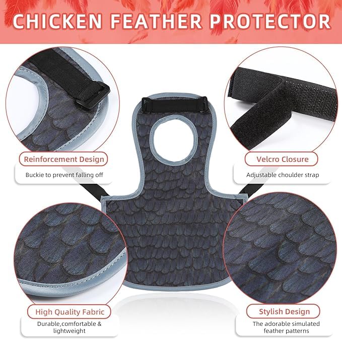 Chicken Saddles for hens, Chicken Hen Mating Saddle | Chicken Apron Back Protector for Hens With Adjustable Strap - color: Black
