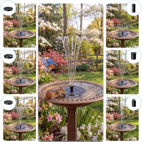 AMZtime 1.4W Solar Bird Bath Fountain with 4 Fixed Rods with Upgraded Panel | Solar Fountain Pump Solar Powered Floating Water Fountain Pump for Bird Bath, Ponds, Garden, Fish Tank and Outdoor - size: 1.4W