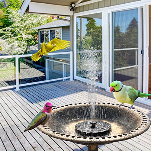VINGLI Pedestal Bird Bath with Solar Fountain, Solar Pump Resin Birdbaths, Weather Resistant Bird Baths with Ground Stakes, Vintage Finish Garden Decor for Outdoor, Patio, Yard, Lawn (Copper) - color: Copper