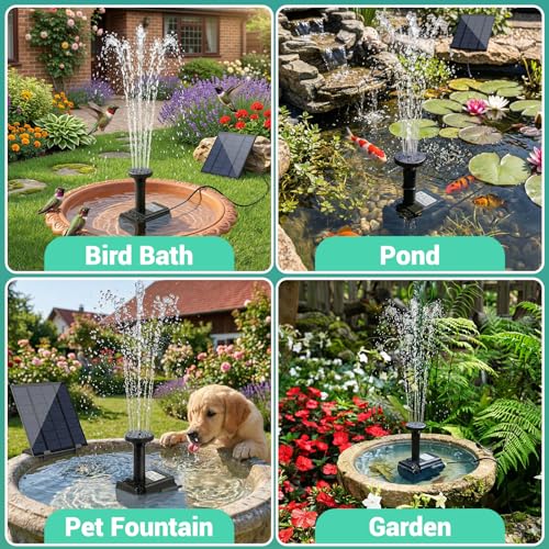 Solar Fountain, Solar Pump for Fountain with 4 Nozzles & 9.84FT Power Cable, DIY Solar Water Pump Kit for Birdbath, Garden, Pond, Pool, Outdoor - color: 1.8w