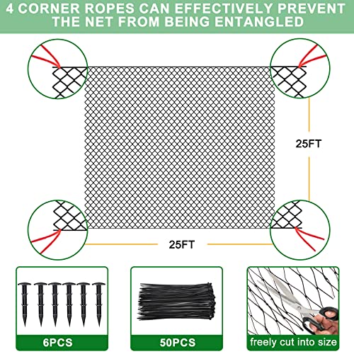 BSTPCOO 25'x25' Bird Netting for Chicken Coop, 3/4" Mesh Nylon Netting | Poultry Netting, Chicken Net Roof Hawk, Aviary Net Deer Fence Pests Trellis Garden Net for Fruits Trees Plant Vegetable - size: 25'×25'-3/4''