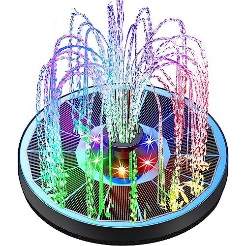 Yzert Solar Fountain Glass, 3.5W 2200mAh, Colorful Lights, Bird Bath | Floating Solar Water Fountain Blue Panel,for Garden, Pond, Pool, Outdoor