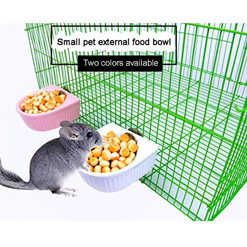 Small Animals Bowl, Detachable Cage Feeder Pet Ceramic Water & Food Feeder, Small Animal Supplies for Rabbit Parrot Squirrels Chinchilla Hamster Ferret (White, M) - size: M
