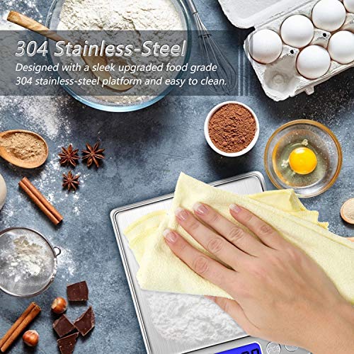Kitchen Food Scale with 2 Trays, Diyife 500g/0.01g High Precision Scale | Mini Gram Scale with LCD Display, 6 Units, Auto Off, Tare Function, Cooking, Sliver (Batteries Included) - color: Silver