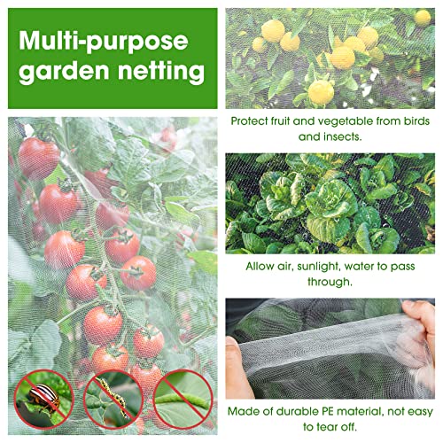Unves 8x10ft Garden Netting, White Mosquito Net Insect Mesh Bird Netting | Plant Net Barrier Screen Row Cover for Vegetables, Garden Bed Cover Protect Fruit Tree Flowers Crops Grow - size: 8 x 10 Ft x 1 pc
