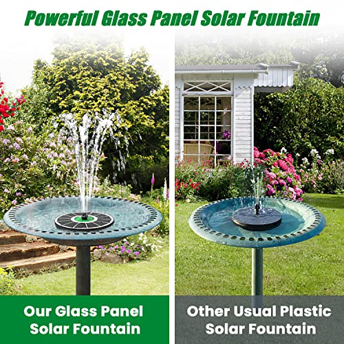 Yzert Solar Fountain for Bird Bath Glass - No Battery, 3.5W Solar Bird Bath Fountains Green Flower with 4 Fixed Rods & 7 Nozzles, Solar Powered Water Fountain for Outdoor, Pond, Pool, Garden - color: White