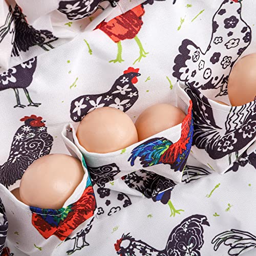 AVLA Chicken Egg Collecting Apron, 12 Deep Pockets Egg Gathering Holding Aprons, Farmhouse Egg Carrier Apron for Hens, Duck, Goose Eggs, Women, Adults, Housewives