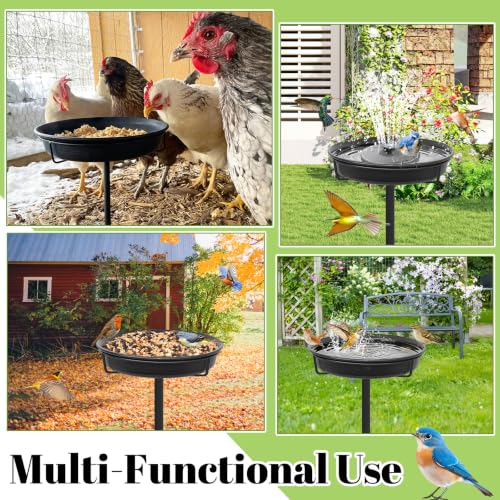 39In Freestanding Birdbaths Bowl Outdoor, Free Standing Garden Bird Bath Bird Feeder Bowl with Metal Stake, Detachable Decoration Spa Birdfeeder for Garden Patio Yard Lawn, New Upgrade(A) - color: Black