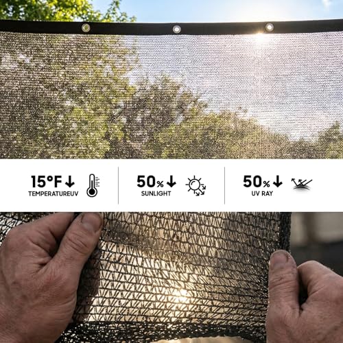 Royal Shade 50% Black Shade Cloth 12FT x 20FT Mesh Tarp with Grommets for Garden Patio, Plant Shading, Greenhouse, Pergola, Chicken Coop, Dog Kennel, Lawn (We Make Custom Size) - color: Black, size: 1 2' X 2 0'