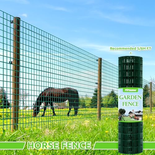 Green PVC Coated Welded Wire Fencing,2"x4" 14 Gauge,60inch H x 100ft L Garden Wire Fence Roll,2/3/4/5/6ft Tall x 50/100 ft Long Hardware Cloth Metal Mesh for Yard,Farm,Chicken,Dog,Vegetable Protection - color: Green, size: 2"x4" 60inx100ft