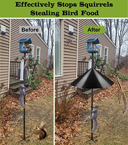 19 Inch Wide Squirrel Baffle for Bird Feeder Pole, Outside Pole Mount Stopper & Bird House Guard for Outdoor Shepherd’s Hook, Black, 1 Pack - color: Black