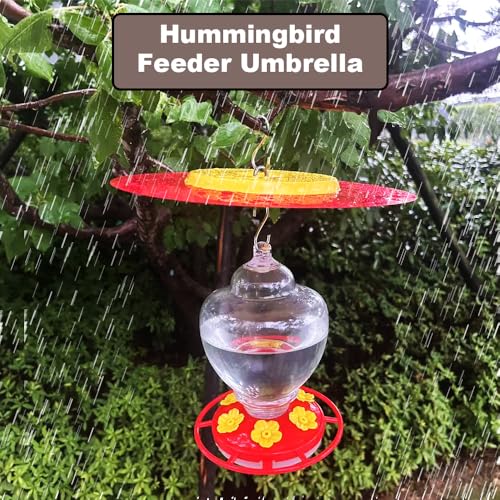 Metal Hummingbird Feeder Shade Cover,11.2 Inch Bird Feeder Umbrella,For Hummingbird Oriole Feeder Sun And Rain Cover.Yellow And Red