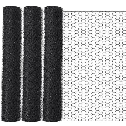 GlikCeil 24 in x 300 ft Chicken Wire Mesh Fencing for Floral Garden, 23 Gauge Black Galvanized Steel Wire, 1 Inch Hexagonal Hardware Cloth Netting for Farm Crafts Poultry Coop Barrier Rabbit Cage - color: Black, size: 24 in X 300 ft