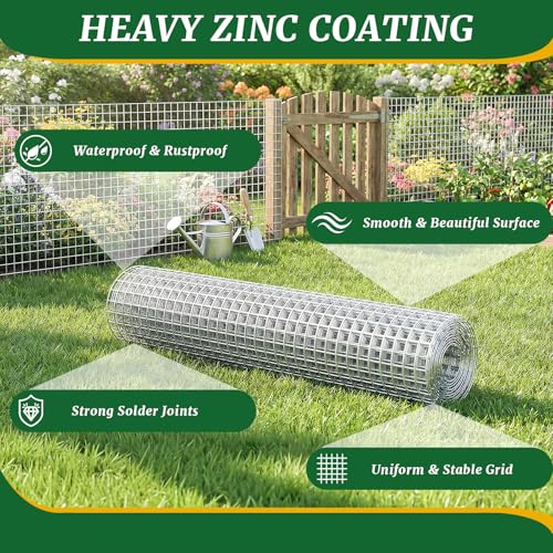 19-Gauge Galvanized Hardware Cloth, 1/2 in Mesh, 48 in x 100 ft | 1/2-inch welded wire mesh roll for chicken coops, garden barriers, tree guards, cage repairs and DIY screens - color: Sliver, size: 1/2in x 48in x 100ft