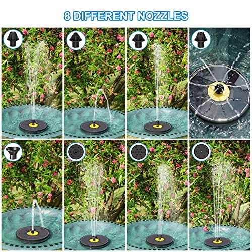 Yzert Solar Bird Bath Fountains,3.5W Glass Panel Solar Fountain Pump for Bird Bath No Battery,Solar Water Fountain Outdoor with 4 Fixed Pipes 7 Nozzles(Black) - color: Black