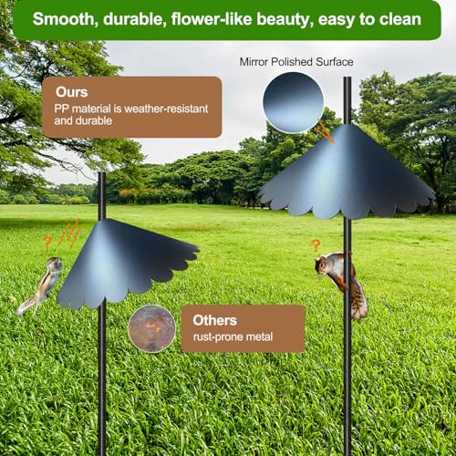 Squirrel Baffle for Bird Feeder Pole,16 Inch Pole Mount Squirrel Guard,Outdoor Wrap Around Bird House Protector for Shepherd’s Hook, Black,1 Pack