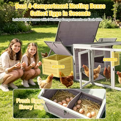 Aivituvin Chicken Coop Outdoor Duck House with Large Run and Two Sided Nesting Boxes for 4-6 Chickens 103" L - size: 103.0"L x 67.0"W x 28.0"H