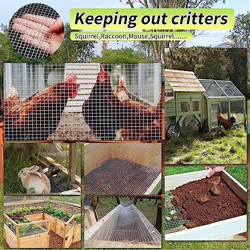 Hardware Cloth 1/4 in Galvanized Wire Mesh Roll (23 GA) Chicken Wire Fence Roll for Chicken Pen/coop Fences, Screen mesh, Rabbit/Snake Fences, Poultry enclosures, Handicraft Ma 4in×10ft - size: 4In x 10Ft
