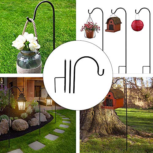 2 Pack 35 inch Shepherd Hook for Outdoor | Hanging Solar Light, Bird Feeders, Lanterns, Mason Jars, Garden Stake and Wedding Decor, Black
