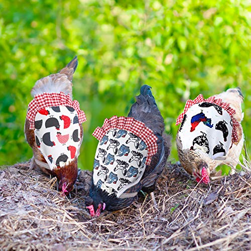 PETKNOWS 3 Pack Chicken Saddles for Hens with Elastic Straps | Cotton Fabric, Feather Protection for Small Medium Large Hens, Wing Elastic Straps, Hen Apron Care Supplies - color: Red White