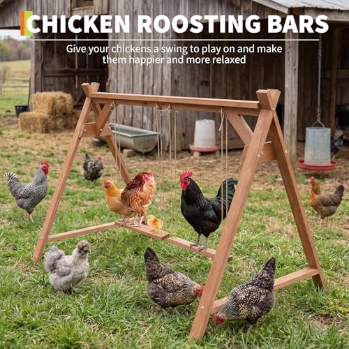 Garvee Chicken Roosting Bars for Coop Accessories, Chicken Perches with Swing for 6-8 Chickens, Wooden Chickens Perch for Pet's Healthy & Happy, Easy to Assemble & Clean