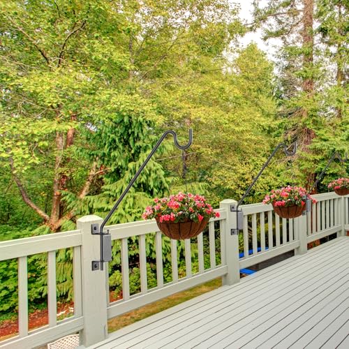 AILIN YELOKIE Heavy Duty 16" Deck Hook - 360° Swivel Plant Hanger with 12 Positions, Rust-Proof Steel Bracket for Bird Feeders/Pole & Hanging Plants - size: 16in-1