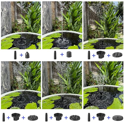 Solar Fountain for Bird Bath, 1.4W Floating Water Pump, 6 Nozzles