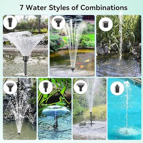 Antfraer 12W Solar Fountain Pump, Solar Water Pump 160GPH Flow Adjustable, Solar Powered Water Pump with 16.5Ft Cord Length for Small Pond, Fish Pond Bird Bath Garden Waterfall Hydroponics - size: 12W