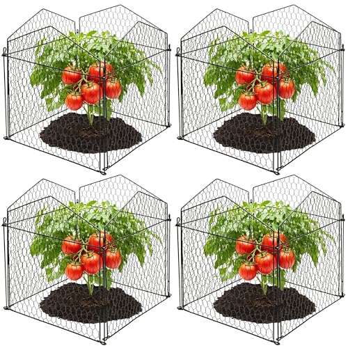 DECOHS 4 Packs Chicken Wire Cloche Plant Protectors from Animals Garden Plant Cage Protector - Wire Plant Protectors to Keep Animals Out