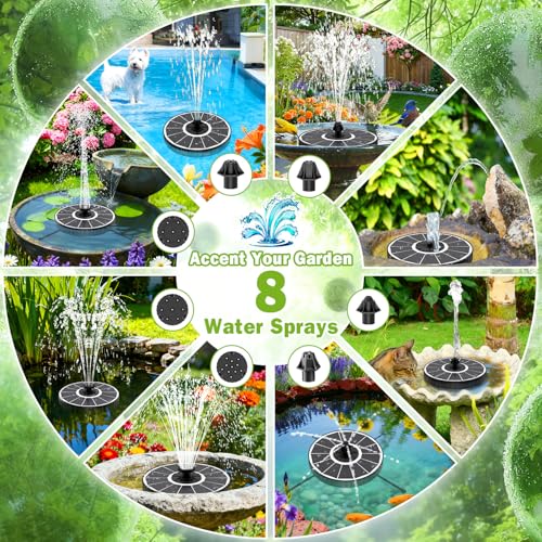 SZMP Solar Fountain with 3 Spray Height, 3.5W Glass Solar Bird Bath Fountain with 4 Adjustable Fixed Rods, and 7 Nozzles, Outdoor Solar Water Fountain Pump for Bird Bath, Garden, Pool, Pond - color: White