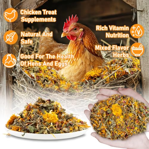 MAQIHAN 10oz Chicken Nesting Herbs - Dried Herbs Supplement for Laying Hens | Natural Chicken Treats for Nutritious Feeding, Comfortable Bedding Supplies for Nesting Pad & Box, Chicken Coop Accessories - size: 10 Ounce (Pack of 1)