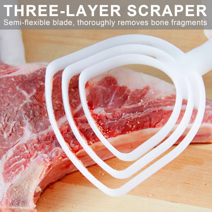 BOLEXION White Poly Bone Dust Scraper, Meat & Fish Scraper, 2 Pack | Removes bone & meat,Sturdy White Poly,Square head for even scrape,Ergonomic, non-slip,For home & catering.