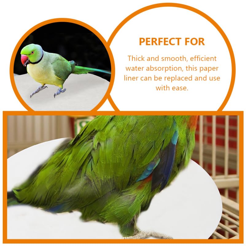 Abaodam 100pcs Round Bird Cage Liners, Disposable Bird Cage Paper Liners Absorbent Cushions, Non-Woven Lining Pads Mats for Parrots, Parakeet, Small Animals, Pet for Easy Cleaning - size: 26x26cm
