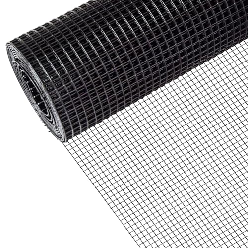 Zevemomo 24" x 100' 1/4inch Hardware Cloth, Black Vinyl Coated Chicken Wire Fence Galvanized Welded Mesh Roll for Home Garden Rabbit Cage - size: 24" x 100' 1/4inch