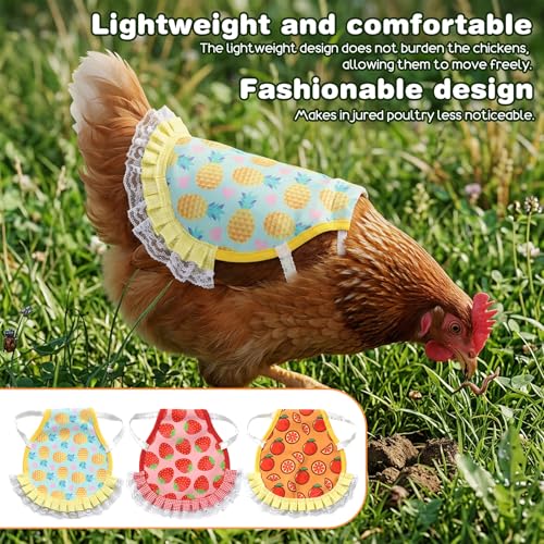 3 Pcs Waterproof Chicken Saddles for Hens for Protection,Elastic | Chicken Saddles, Breathable Poultry Feather Chicken Back Protector for Small Medium Large Hens(Orange,Pineapple,Strawberry)
