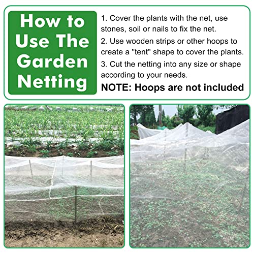 Unves 10'x12'Garden Netting, Bird Mosquito Netting Row Covers Bird Net | Barrier Screen Protect Fruits Crops, White Plant Cover Mesh Garden Mesh for Raised Beds Covers from Bugs Insect - size: 10 x 12 Ft x 1 pc