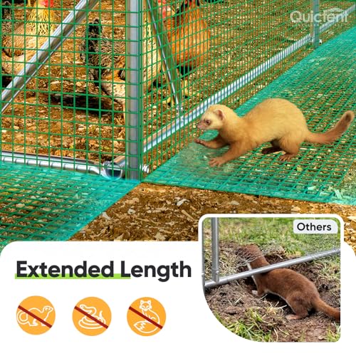 Quictent Large Metal Chicken Coop Run for 45+ Poultry w/Side Hardware Cloth | Waterproof Cover, Advanced Series Outdoor Walk-in Cage Hen Duck Rabbit Dog Pen Yard Farm House, 24x9x6.6FT - color: White, size: 287.4"L x 107.3"W x 78.0"H