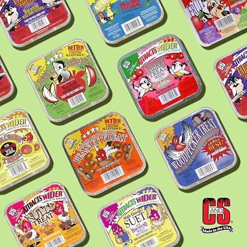 C&S Apple Suet Treat, Suet Cakes for Wild Birds, Pack of 8 | Suet cakes for woodpeckers, made with real apples, use in a suet feeder year-round - style: Apple, 8 Pack