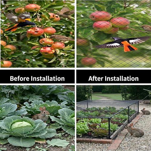 Junflying Bird Netting 15x20 Ft, 1/2" Mesh Heavy Duty Garden Netting | Extra Strong Woven Mesh Netting to Protect Blueberry Bushes, Fruit Trees, Vegetables From Birds, Deer, Squirrels, Poultry. - size: 15X20 FT